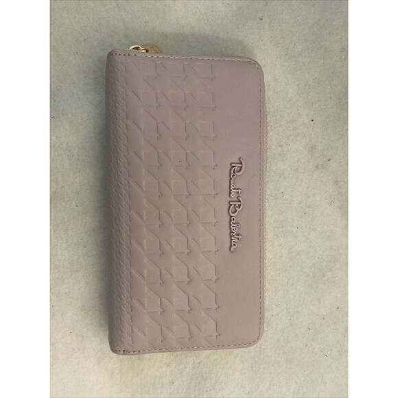 Renato Balestra Purple Wallet Zipper Credit Card Embossed Textured Leather NWOT - Picture 1 of 7